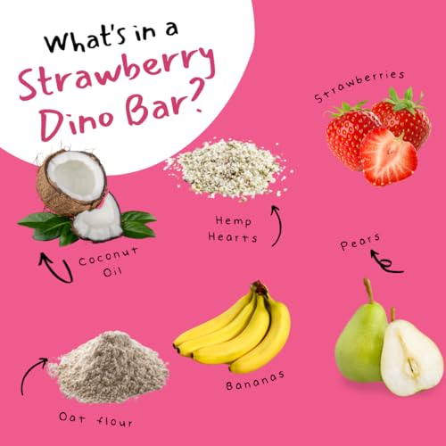 Image of Dino Bars | Organic Fruit Bar for Kids Blueberry Strawberry Mango | 18 Pack | Mess free fruit bars made with fruit and oats. Gluten Free Dinosaur Snacks. Blueberry, Strawberry & Mango flavors.