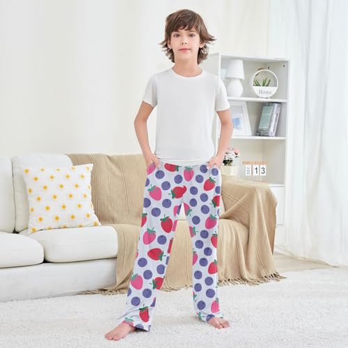 Boys' Pants Strawberry Blueberry Fruit Long Bottoms Jogger Pants Elastic Waist Trousers with Pockets S-XL3