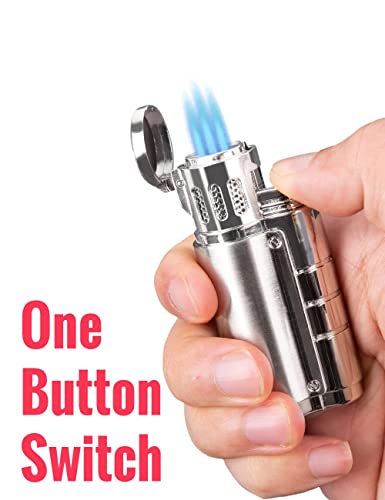 Encendedor Cobber Triple Jet Flame Butane, Plateado miniatura 4