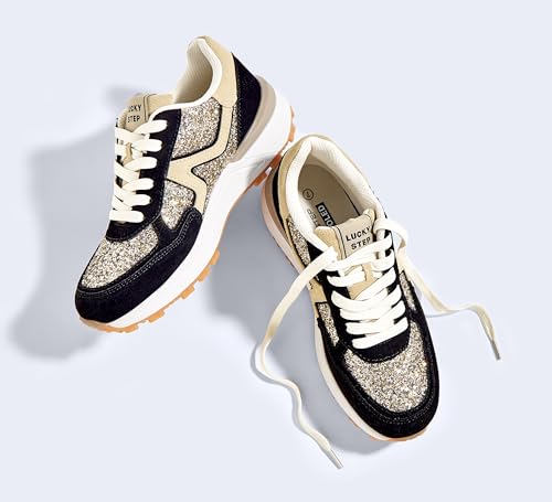 Image of LUCKY STEP Women's Retro Fashion Casual Sneakers | Platform Classic Trendy Trainning Anti-Slip Tennis Travel Walking Shoes