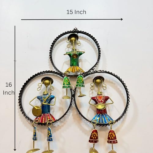 Image of Framing Hub - Handcrafted Iron Metal Multicolor Wall Art Musician Frame for Home Decor | Traditional Tribal Musical Wall Hanging for Living Room, Office & Hall