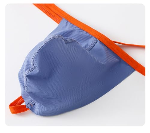Men' Nylon Thong Gstring Ice Silk Sensation Sexy Sissy Pouch Black/Grey/Blue 3 Pack3