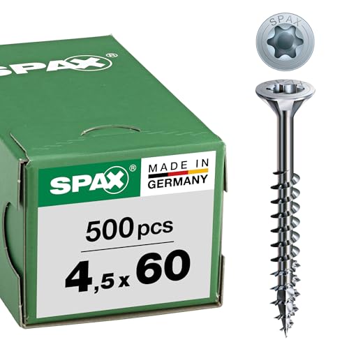 SPAX Universalschraube, 4,5 x 60 mm, 500 Stück, Teilgewinde, Senkkopf, T-STAR plus T20, 4CUT, WIROX - 0191010450605