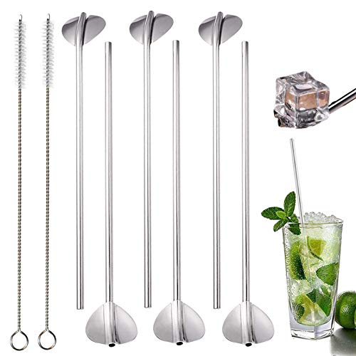 Trinkhalmlöffel Plastik Herzform Löffel Metall Löffel Strohhalme Rührlöffel Extra Lang Löffel Wiederverwendbare Edelstahl Trinkhalme Löffel Geeignet Für Smoothies Kaffee Mit 2 Reinigungsbürsten 6PCS