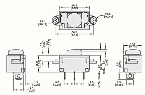 Interruptor de circuito con disparo libre contra sobrecargas 250V 10A 4