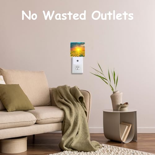 Image of Night Light for Kids Girls Boys,Sunflower Fields During Sunset LED Night Light Plug into Wall with Dusk to Dawn Sensor for Room Decor,Hallway,Kitchen,Bathroom,Nursery,Stairs