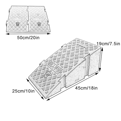 Rampa para bordillo 2 unidades plástico portátil 50 cm ancho miniatura 7