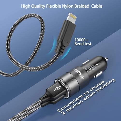 Adaptateur allume cigare USB double port et câbles Lightning pour iPhone 12/11 - 6