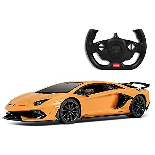 Uenjoy Remote Control Car Toy R/C 1:24 Lamborghini Aventador SVJ Genuine Authorization, Sport Racing Hobby Toy Car, Model Vehicle, Gift for Boys Girls Adults-Orange