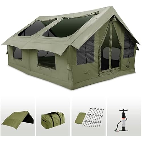 RBM Outdoors Panda Canvas Inflatable Tents for Camping with Stove Jack