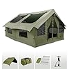 RBM Outdoors Inflatable Canvas Camping Tents with Stove Jack Air Beam Blow Up Family Camping Tent for 26 People, Fast Setup Shelter with Hand Pump