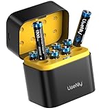 Wiederaufladbare AAA Lithium Akkus 8 Pack mit Ladegerät, 1.5V 1300mWh hohe Kapazität AAA Batterien, Lithium AAA Batterien und Akku Ladegerät mit Ladung-Aufbewahrung Funktion