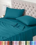 Utopia Bedding Bed Sheet Set Double, Denim Blue, 4 Piece – Fitted Sheet, Flat Sheet with 2 Pillow Cases 50x75 – Wrinkle, Shrinkage & Fade Resistant – Oeko-Tex Certified, Polyester Microfiber Fabric