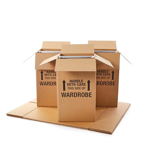 Amazon Basics Wardrobe Clothing Moving Boxes with Bar, 6 Pack,