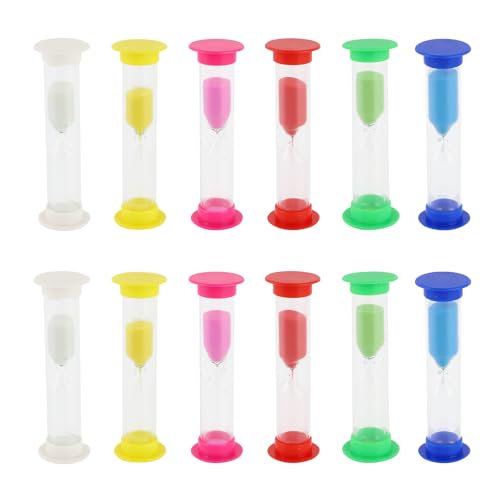 12 Pièces Sablier Colore Kit, Sabliers pour Enfants Jeu, Temps: 30S, 1Min, 2Min, 3Min, 5Min, 10Min, Apprentissage, Minuteur pour Maison et Restaurants