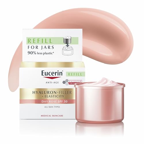 Eucerin Hyaluron-Filler + Elasticity Refill Crema Giorno Rosé SPF 30 50 ml, Crema colorata viso antimacchie e antirughe con Acido Ialuronico idratante e Thiamidol per tutti i tipi di pelle