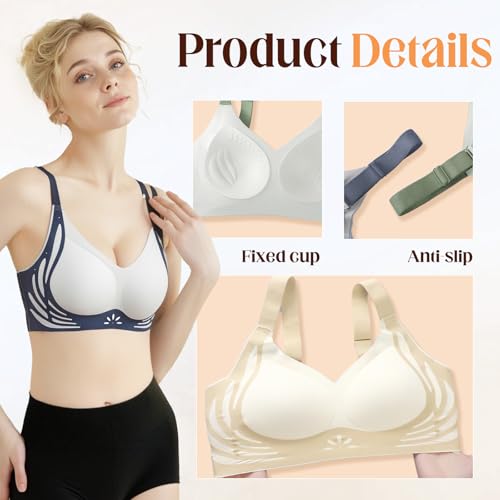 Powerful Push-Up Bra, Summer Wireless Full Coverage Bras Soft Comfortable Bralette Back Smoothing Bras with Support3