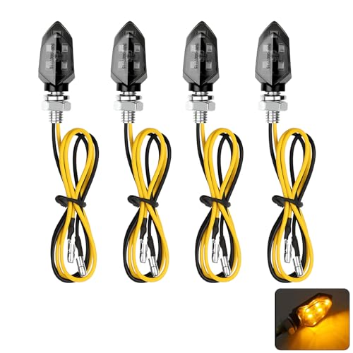 4 Pièces Mini Clignotant Moto LED 12V, Indicateurs de Moto LED Universels, Étanches IP65, Haute Luminosité, Mini Clignotants Homologués pour Scooter Quad...