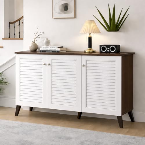Image of 3-Door Engineered Wood Shoe Rack, 6-Tier Wooden Shoe Rack for Entryway, Shoe Storage Cabinet with Doors Adjustable Shelves, Wooden Shoes Rack Organizer (Wotan Oak-White, 6 - Tier)