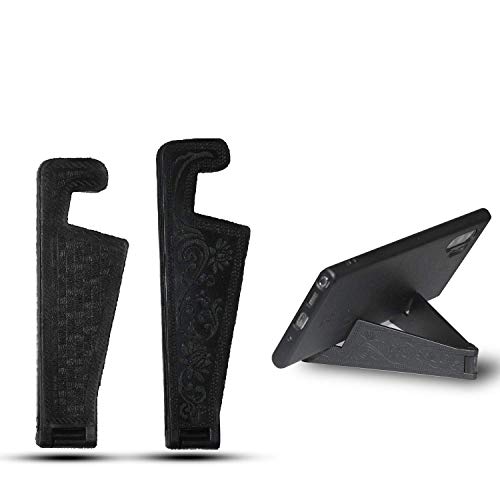 Image of FCS Universal Mobile Phone Stand Holder and Tablet Stand Holder, Pocket Size, Foldable, V Type, Compatible for All Smartphones, Tablets, Ipads, Ebook Readers. 2 Pc. Set (1 Pack) (Black)