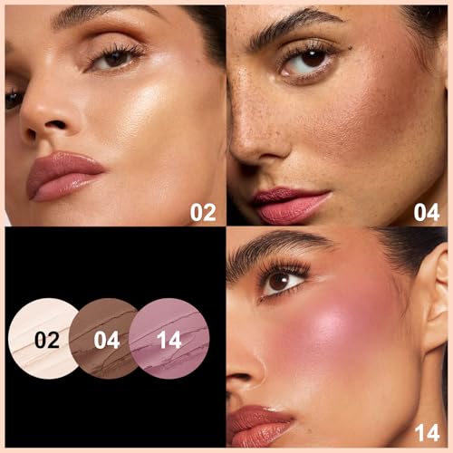 Image of FOCALLURE 3 Pcs Cream Contour Sticks,Shades with Highlighter & Bronzer & Blush,Non-greasy Long-wear Face Contouring Pen,Easy to Sculpt the Face and Create a Lightweight Finishing Makeup,NEUTRAL