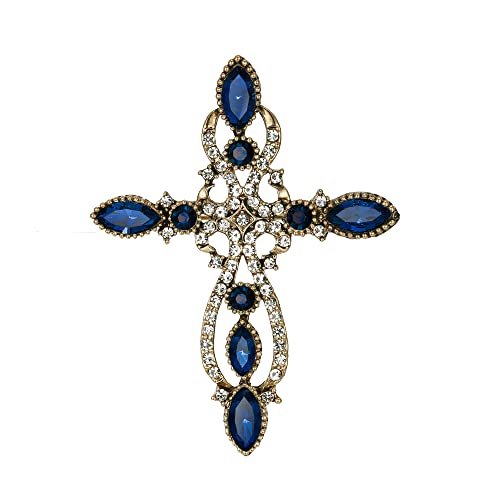 Image of Flyonce Cross Brooch for Women, Rhinestone Crystal Vintage Style Celtic Knot Riligious Christian Lapel Pin
