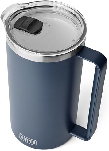 YETI Rambler Pitcher, Vacuum Insulated, Stainless Steel with MagSlider Lid, Navy, 64 oz 1892 ml