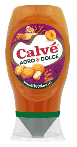 Calvé Salsa Agro & Dolce, Formato 250 ml, Salsa Agrodolce Fruttata, Dolce e Bilanciata, Ideale per Fritti e Finger Food, Senza Aromi e Coloranti, Senza Glutine, Vegano, Bottiglia 100% Riciclata