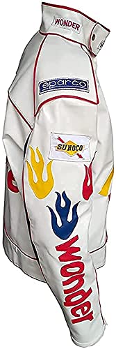Men Ricky Bobby Wonder White Faux Leather Jacket4