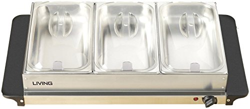 Nostalgia BCD992 Living Collection 2.5-Quart 3-Station Buffet Server and Warming Tray