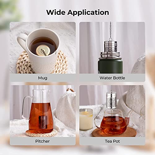 2 Pack Reinmoson Tea Strainers For Loose Tea, Extra Fine Mesh Tea Infuser, 304 Stainless Steel & Updated Slim Threaded Lid, Loose Leaf Tea Steeper For Black Tea, Rooibos, Etc #TOP5