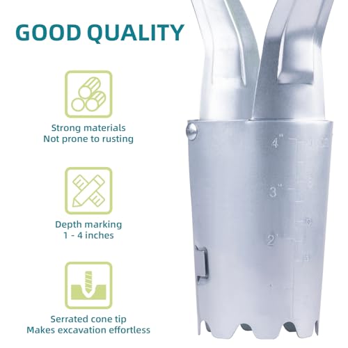 Gardening Planting Tool Set, Convenient for Digging Holes/Filling pits - with Depth Marking, More evenly Plants Tulips, Daffodils, Dahlias, for Planting Bulbs, Moving Plants (Light Green Suit) - Thumbnail 4