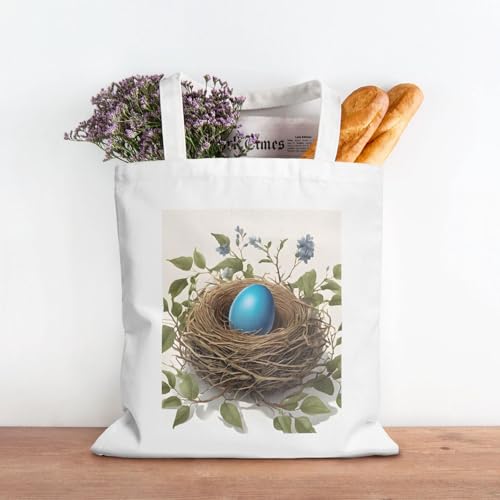 Reusable Heavy-Duty Canvas Tote Bag, Birds Nest handbag 15.75x13.87 Inch, Large Eco-Friendly Shopping Tote for Travel, Gym, Gifts, Machine Washable3