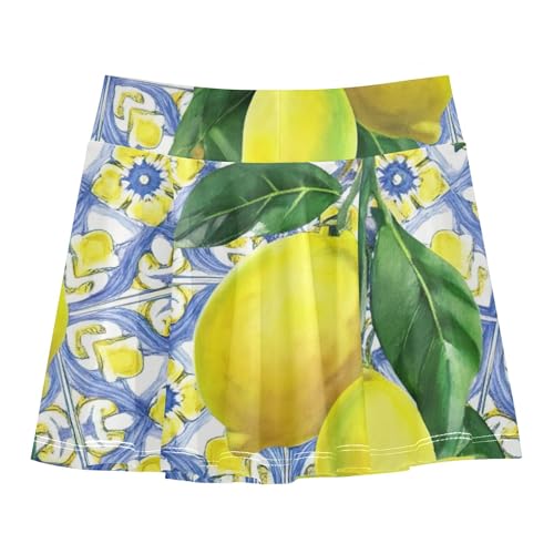Girls Skorts Athletic Shorts Lemons Green Vintage Toddler Tennis Skirts Gymnastics School 3t2