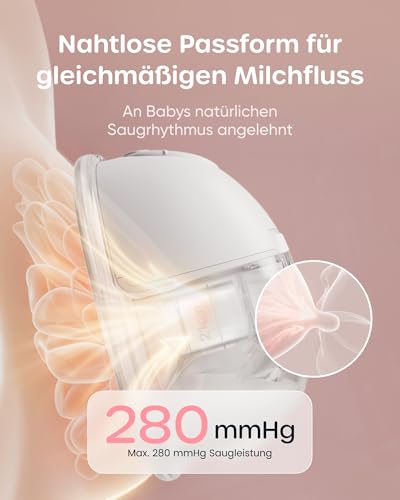 Nuliie Milchpumpe Elektrisch tragbare S32, Elektrische milchpumpe freihändig 4 Modi 9 Stufen mit 13/15/17/19/21/24 mm komfortabler Flansch, Privat, mit Ersatzzubehör im Lieferumfange (2 Packs, Weiß) 2