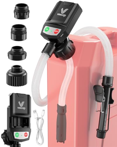 Automatic Electric Fuel Transfer Pump with Auto-Stop 3.8GPM & 51 Hose & 4 Size Adapters Gas Can Pump with Leak Protection for Gasoline Diesel Kerosene Gifts for Men Dad Him - 2nd Gen Pure Black