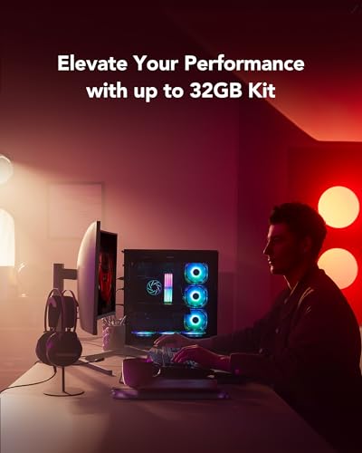 Lexar Kit ARES Gen2 RGB DDR5 RAM 32GB (2x16GB) 6400MHz CL30, 288-Pin UDIMM Desktop Memory, PC Gaming Computer Memory, para Intel XMP 3.0/AMD EXPO/CL30-38-38-76/1.4V (LD5U16G64C30BR-RGD) - Imagem 3