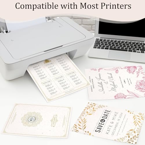 Acidea 25 Blatt Elfenbein A4 Papier, 250 g/m² Verdicktes Tonkarton Creme Papier, Roségold-Folienflocken Bastelpapier Tonpapier Urkundenpapier Verwendet zum Schreiben, Menüs, Einladungen, Briefe