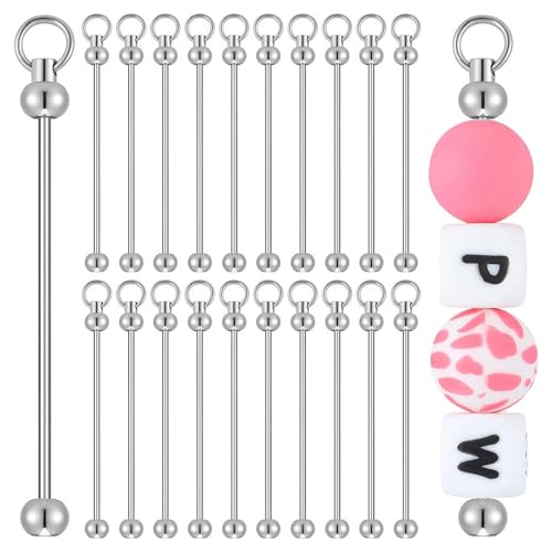 Porte-clés perlés en métal : lot de 40 tiges pour création DIY - 4
