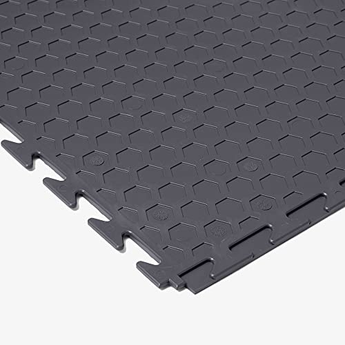 Incstores 4.5Mm Thick Flex Nitro Interlocking Garage Floor Tiles | Flexible Plastic Flooring For A Stronger And Safer Workshop, Shed, Or Trailer | Coin-Top, Dark Gray, 8 Pack #TOP5