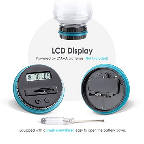 Large Piggy Bank For Boys Adults, Vcertcpl Digital Coin Counting Bank With Lcd Counter, 1.8L Capacity Coin Bank Money Jar For Adults, Designed For All Us Coins (Blue) #TOP5