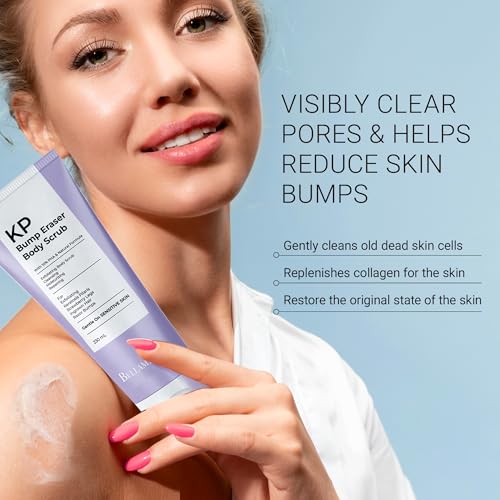 Image of BellamiLuxx KP Bump Eraser Body Scrub: Exfoliating Keratosis Pilaris, Strawberry Skin Treatment - Smooths Rough, Bumpy, Dry Skin on Arms, Legs, Buttocks - KP Scrub Wash Helps Reduce Ingrown Hair Bumps