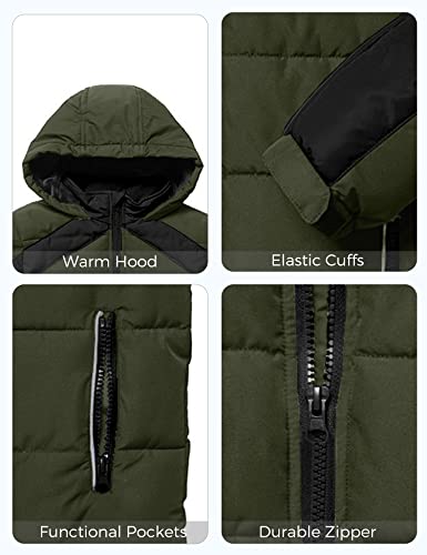Zshow Boys' Warm Winter Coat Fleec Down Alternative Coat Windproof Hooded Puffer Jacket(Army Green,10-12) #TOP3