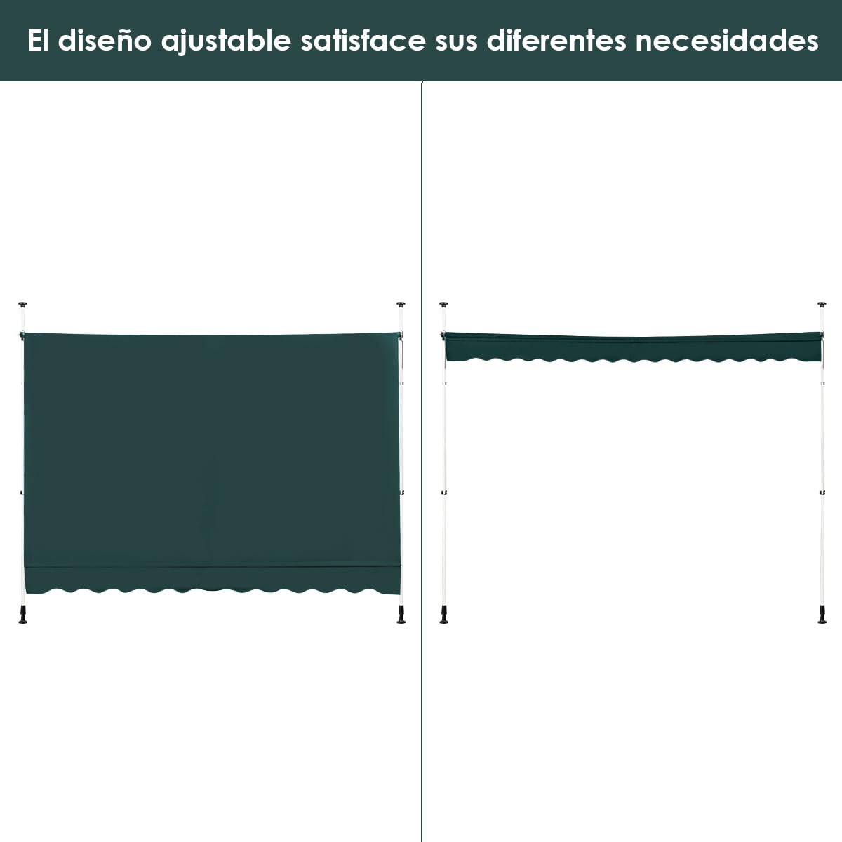 COSTWAY Toldos Exterior Terraza, Toldo Manual con Manivela y Resistente a la Intemperie, en Altura 200-300 cm, Toldos Exterior Terraza Enrollable para Balcón y Terraza (300 x 120 cm,Verde)