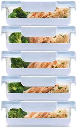 Ello Duraglass 3.4 Cup Meal Prep Sets 10Pc, 5 Pack Set- Glass Foo...