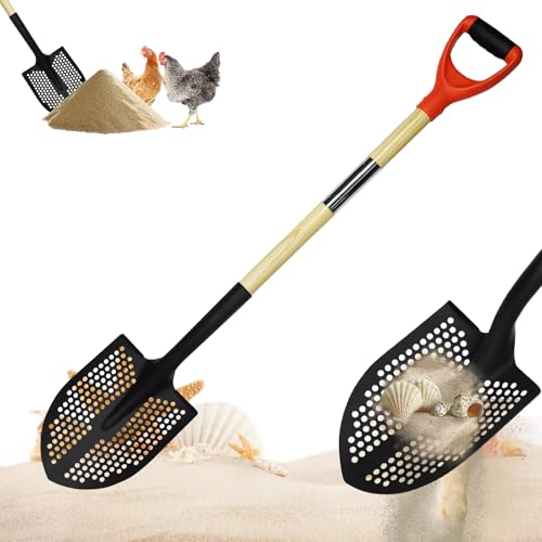 Upgrade Sifting Shovel - 50' Long Sand Sifter Shovel with Hole for Chicken Coop,Mud & Beach Fun,...