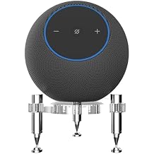 Stand for 2025 New-Echo Studio Smart Speaker, Shock Absorber Spikes for New Studio 2025 Transparent with Silver Metallic feet