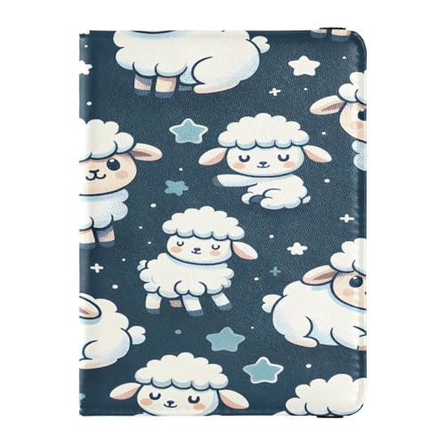 Porta passaporto portafoglio vaccino porta carte di credito custodia pelle cartone animato pecora sfondo blu organizzatore documenti da viaggio Multi