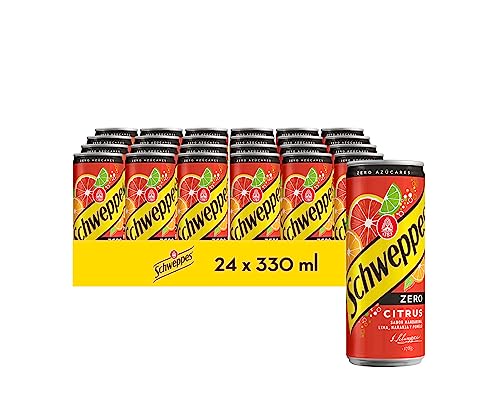 Schweppes Citrus Zero, Refresco Sin Azúcar ni Calorías - Lata, Pack 24 x 33 cl