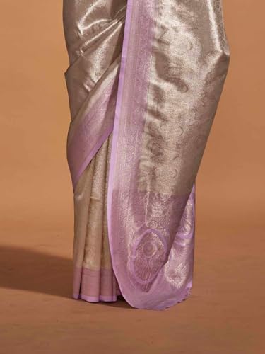 Image of SWORNOF Women's Banarasi silk Saree With Unstitched Blouse Piece